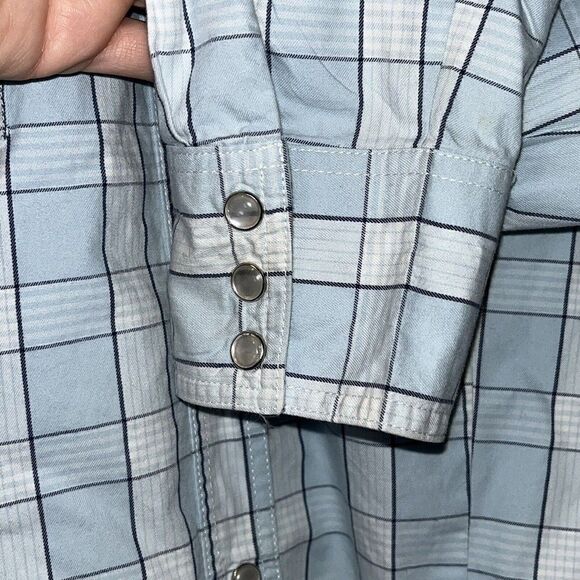 Roper Shirt Women's Large Blue Plaid Button Up Western Cowgirl Long Sleeve‎ - Picture 5 of 14